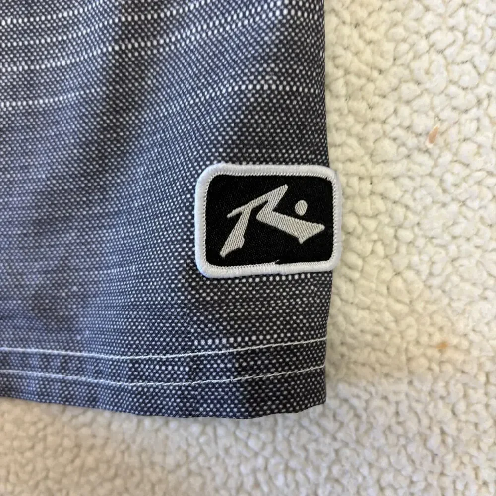 Rusty Shorts 32 Mens White Gray Striped Trunks Swim Surfing Summer Boardshort